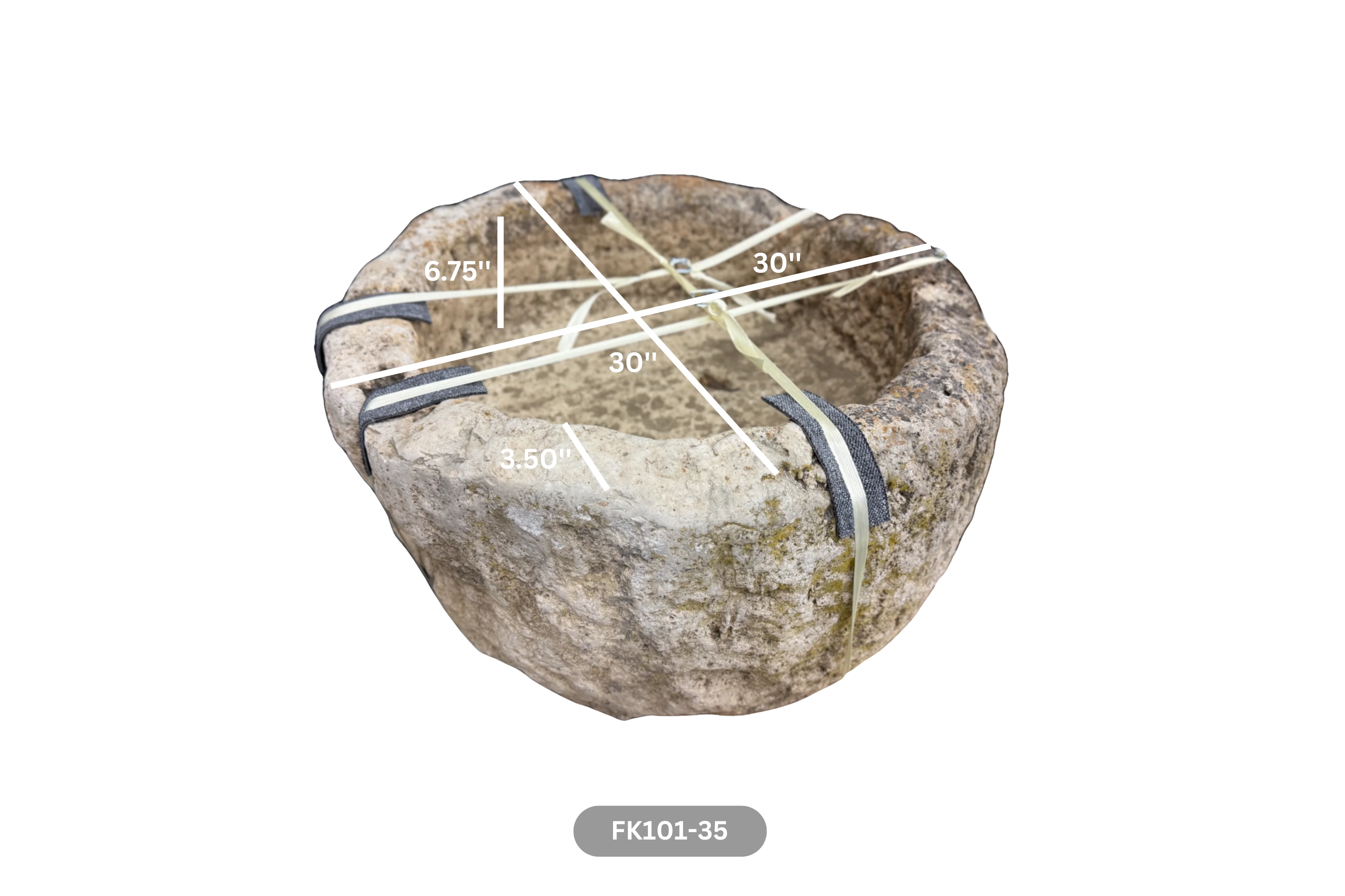 French Antique Round Limestone Trough - Image 5